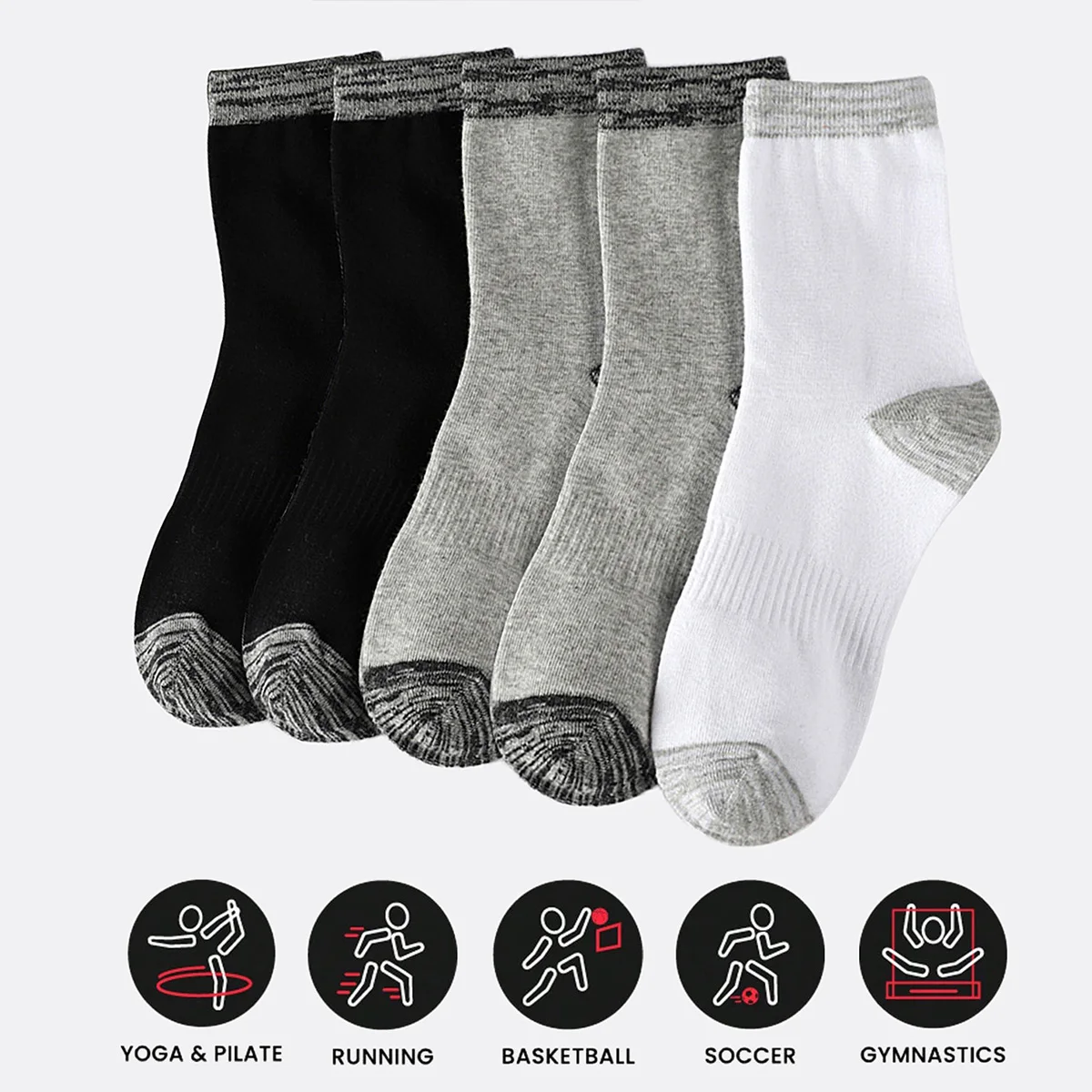 Athletic Sock Cushion - 1/5 Pairs Men's Athletic Socks Sport