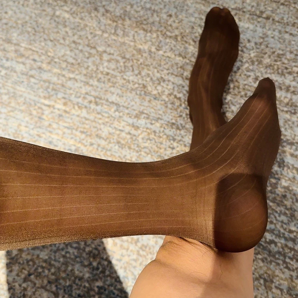 Dress Sock Men - Men Fashion Stripes Dress Tube Sheer