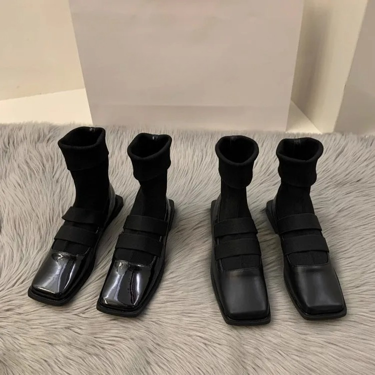 No Show Sock Women - British style square knitted socks boots