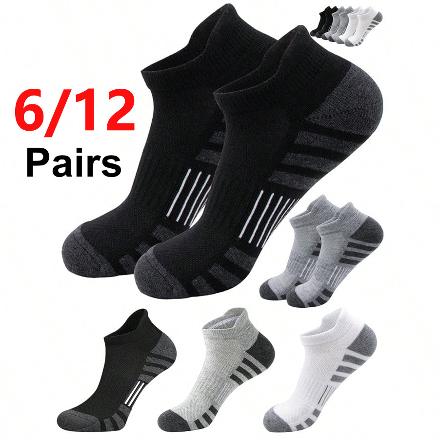 Athletic Sock Cushion - 6/24 Pairs Cushioned Breathable Ankle Athletic