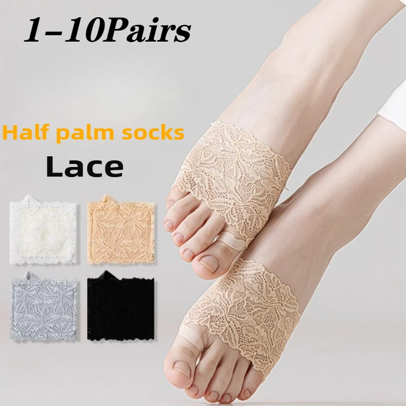 Invisibility Sock Loafer - 1-10Pairs Women Lace Loafer Sock Non