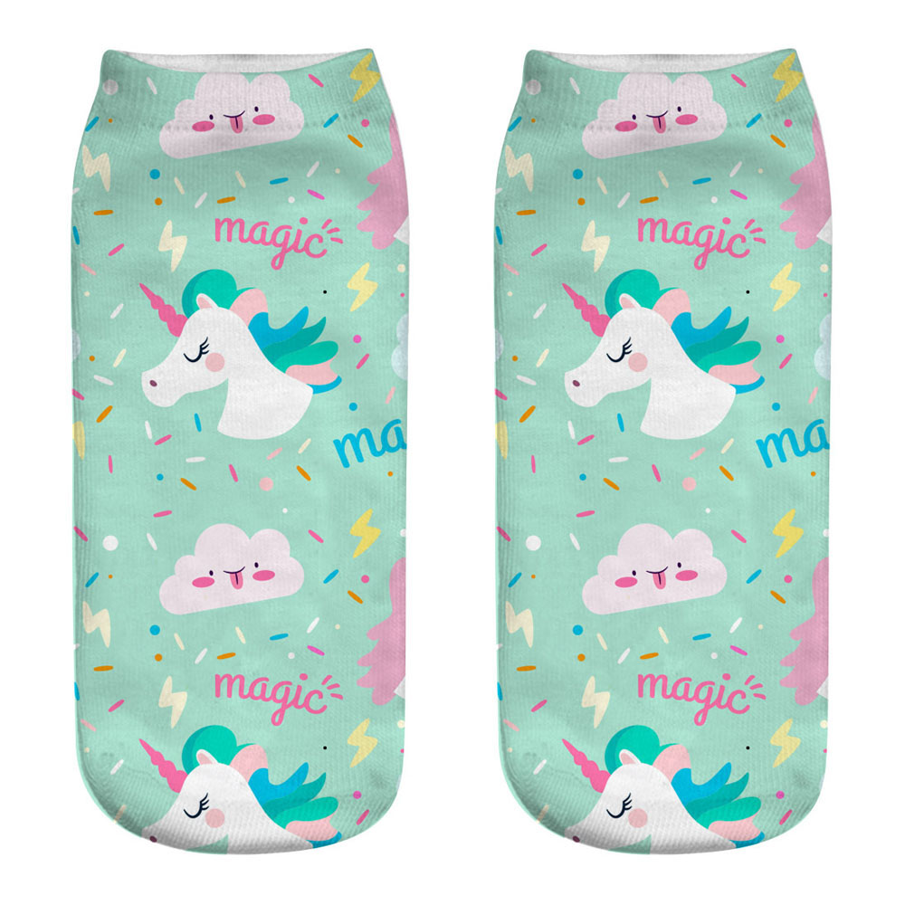 New Harajuku 3D Print Unicorn  - đánh giá và giá Ankle Sock Low Cut