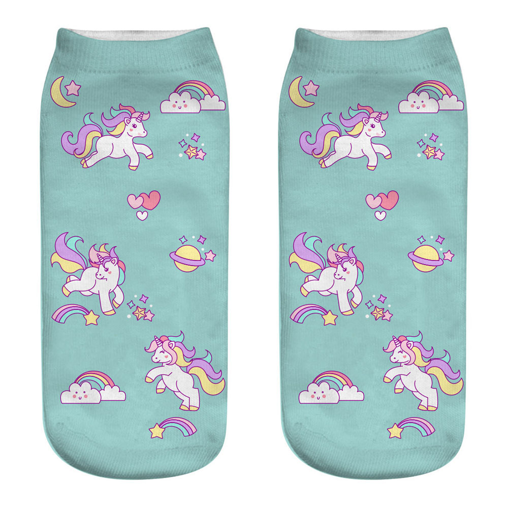 New Harajuku 3D Print Unicorn  - đánh giá và giá Ankle Sock Low Cut