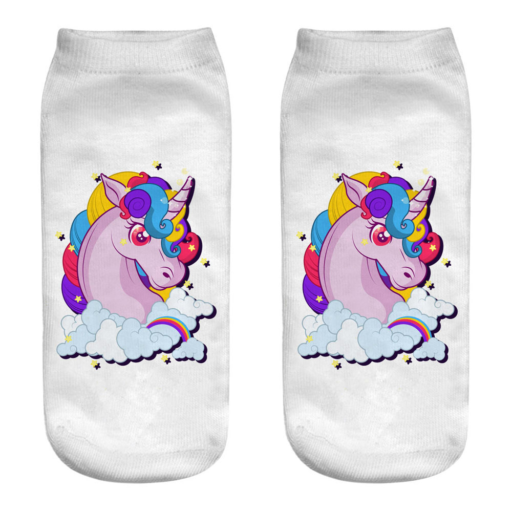 New Harajuku 3D Print Unicorn  - đánh giá và giá Ankle Sock Low Cut