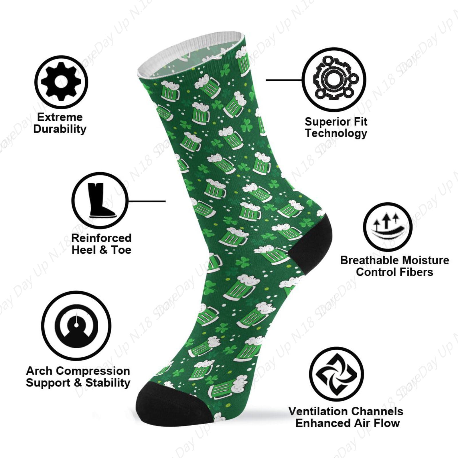 Green Clover Leaf Beer St. Pat - đánh giá và giá Cotton Crew Sock Pack