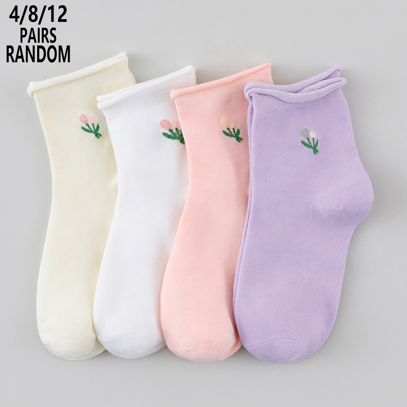 4/8/12 Packs Random Women Flor - đánh giá và giá Cotton Crew Sock Pack